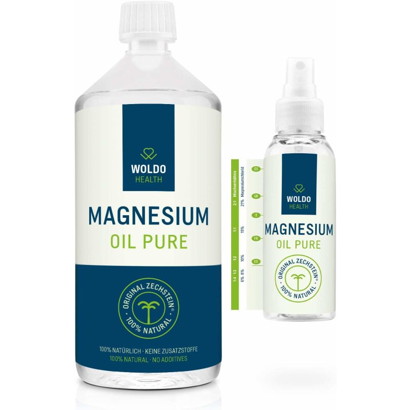 WoldoHealth - Magnesium Oil Pure 1000ml incl Sprayflasche