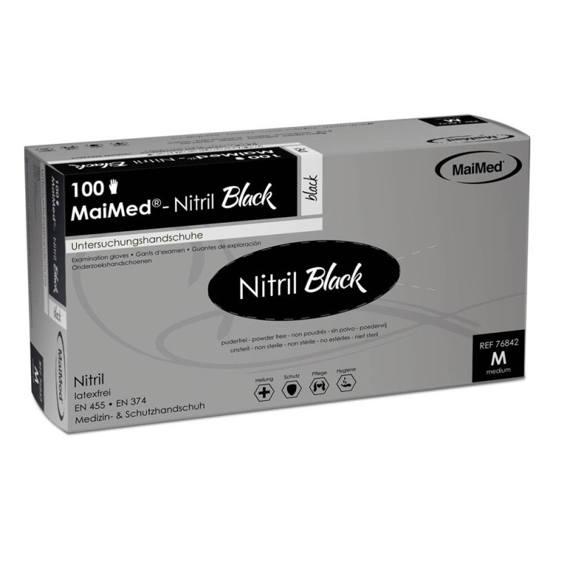 MaiMed Nitril Black - 100 Medizin & Schutzhandschuhe M
